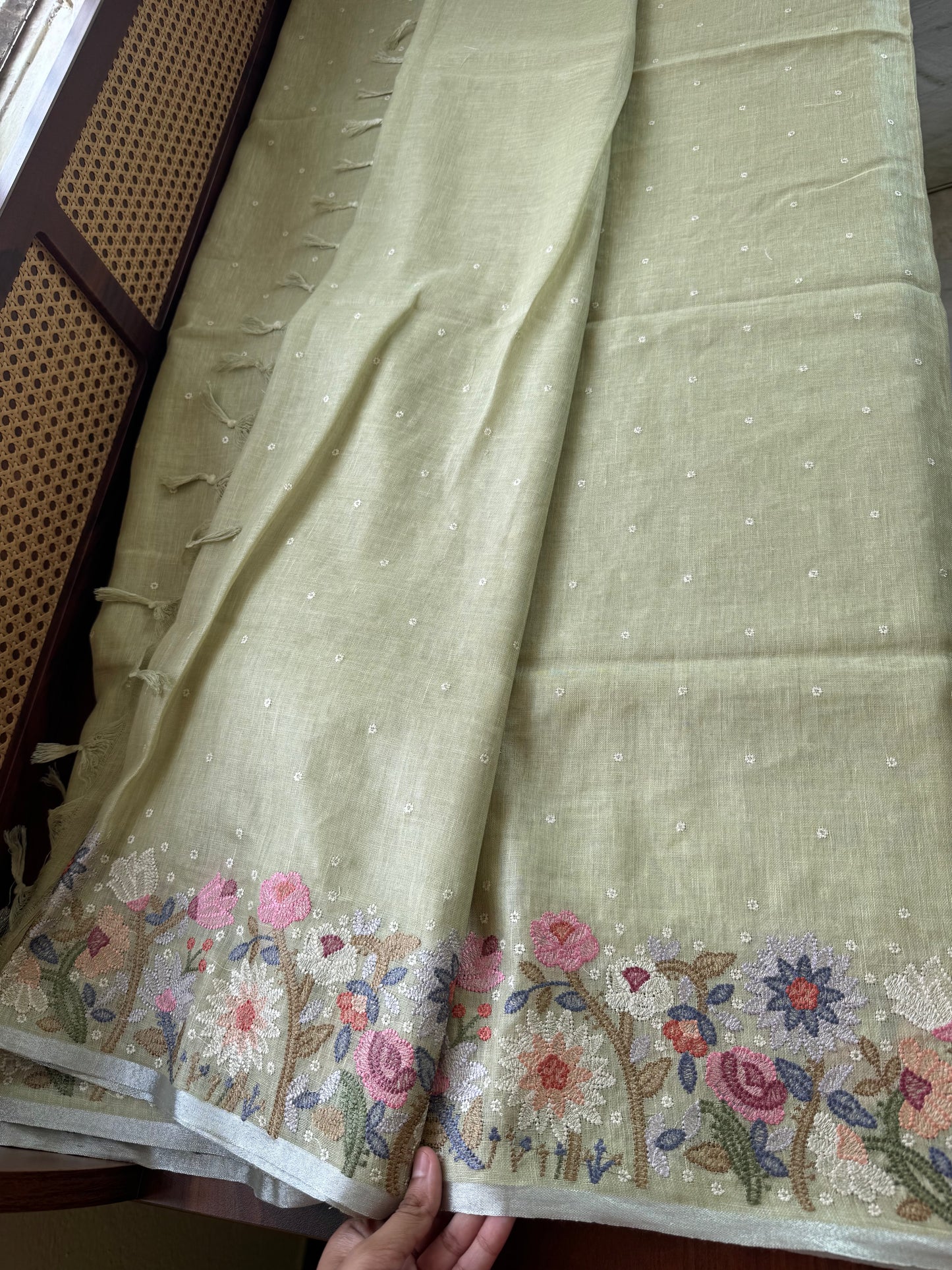 Pure Linen Sarees - Green