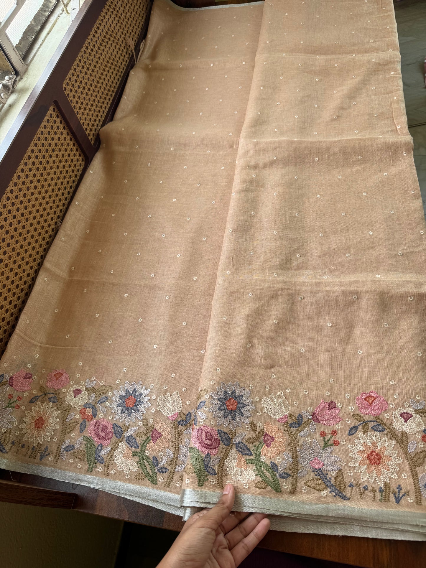 Pure Linen Sarees - Muskmelon Yellow