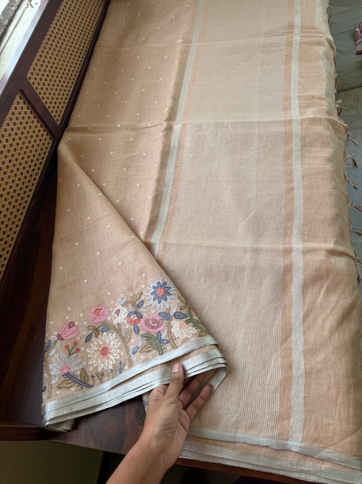 Pure Linen Sarees - Muskmelon Yellow