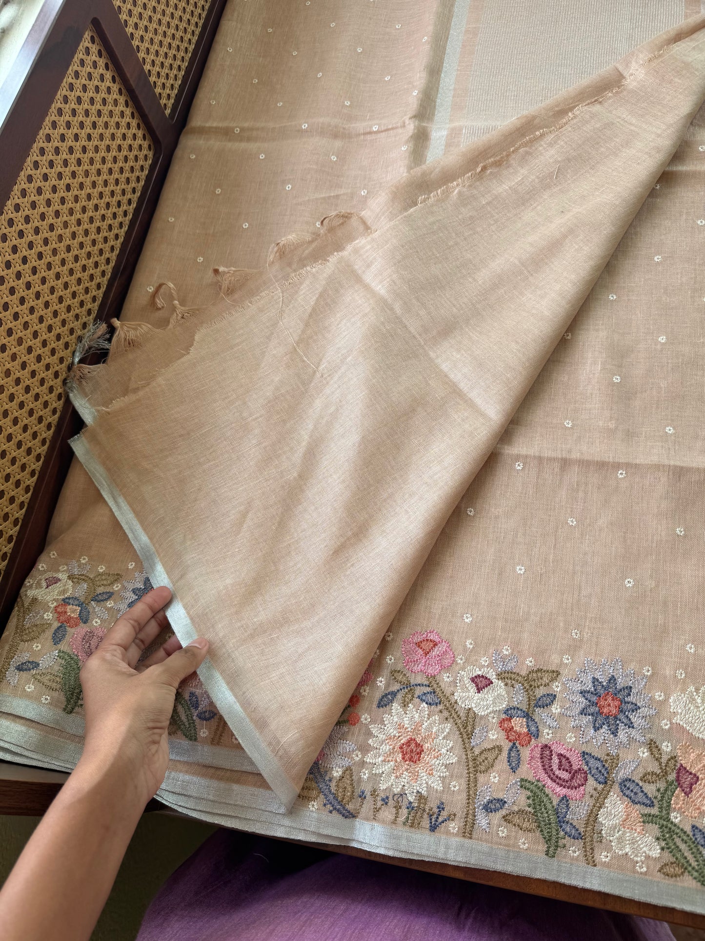 Pure Linen Sarees - Muskmelon Yellow