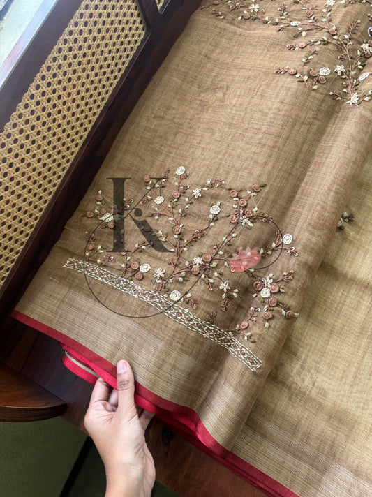 Premium Tissue Linen Sarees with heavy blouse - Mustard Yellow