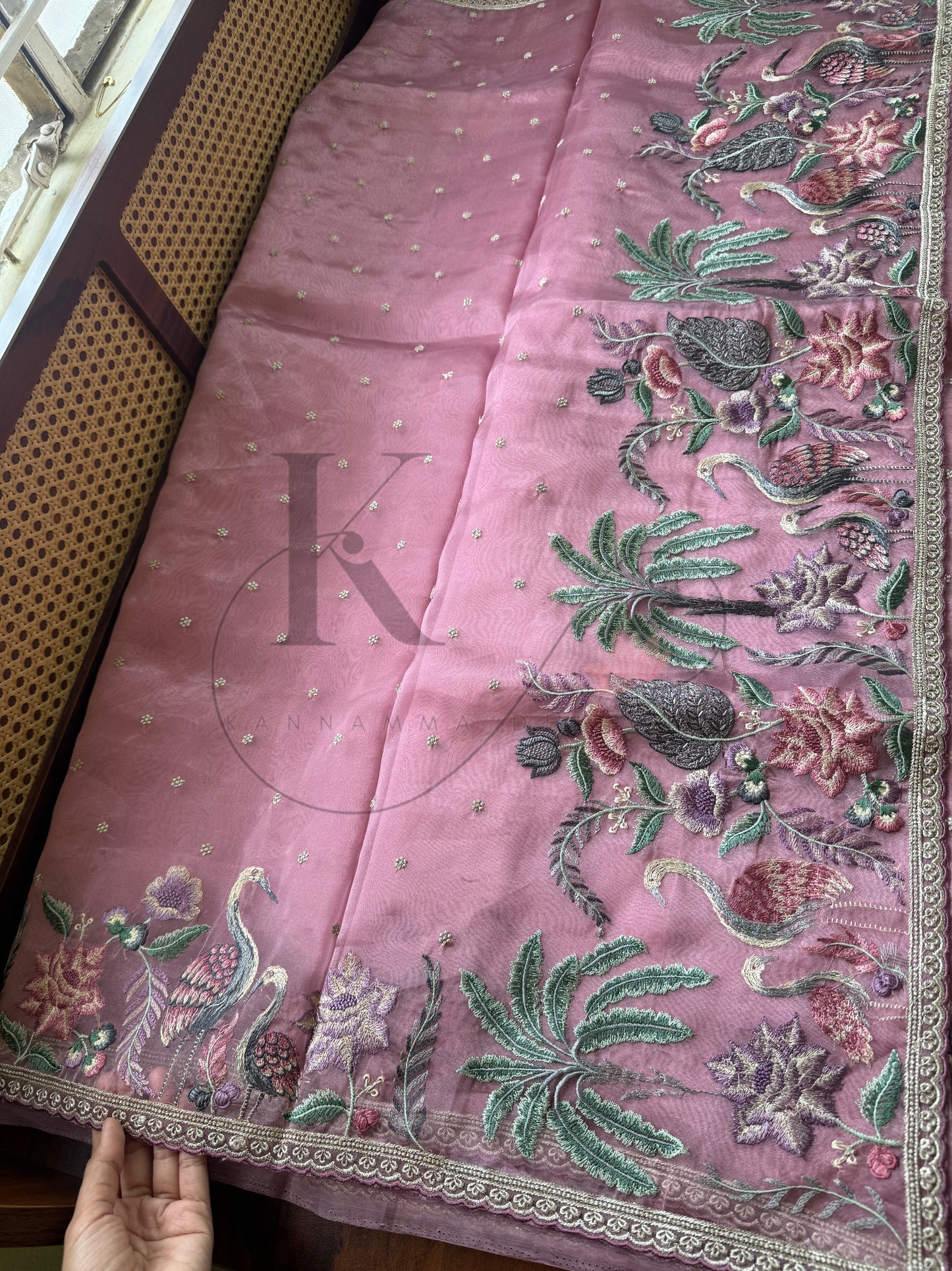 Luxe Tissue Organza Saree - Pink