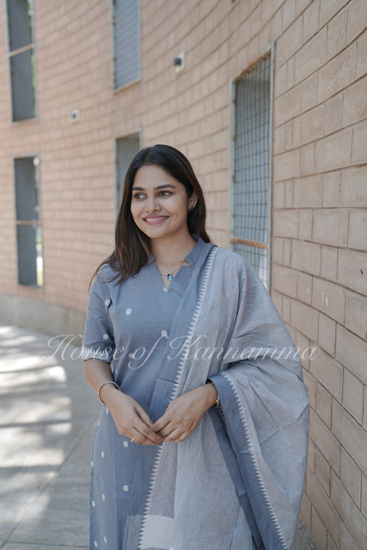 South Cotton Salwars - Grey