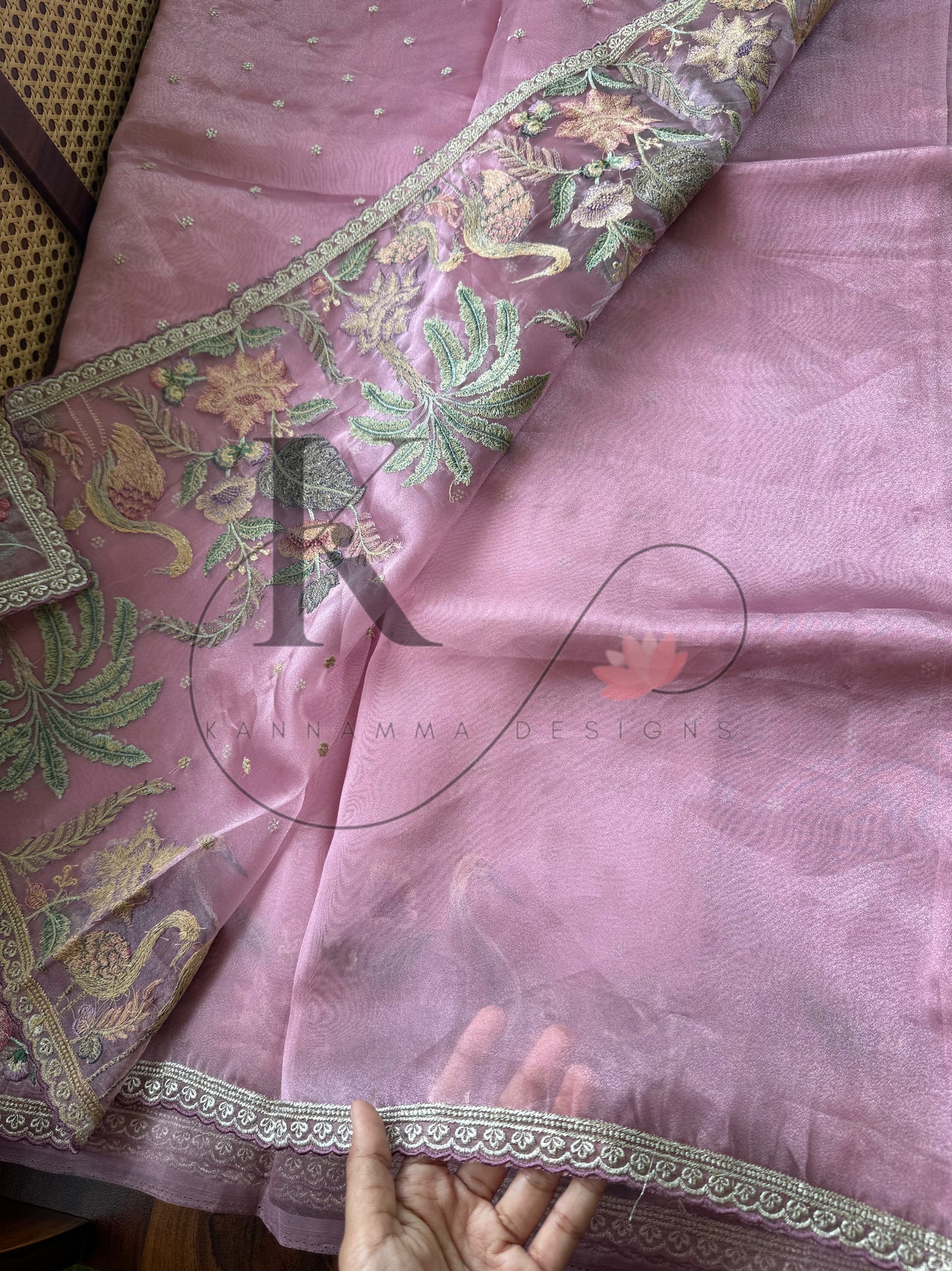 Luxe Tissue Organza Saree - Pink