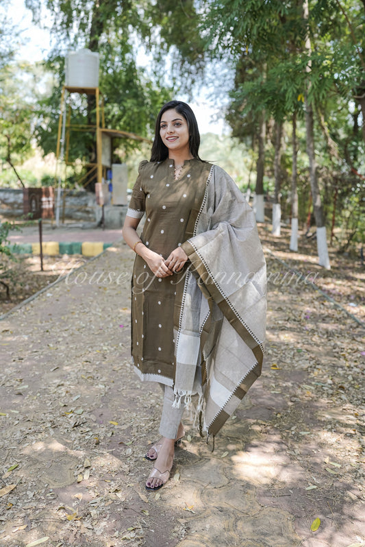 South Cotton Salwars - Olive Green