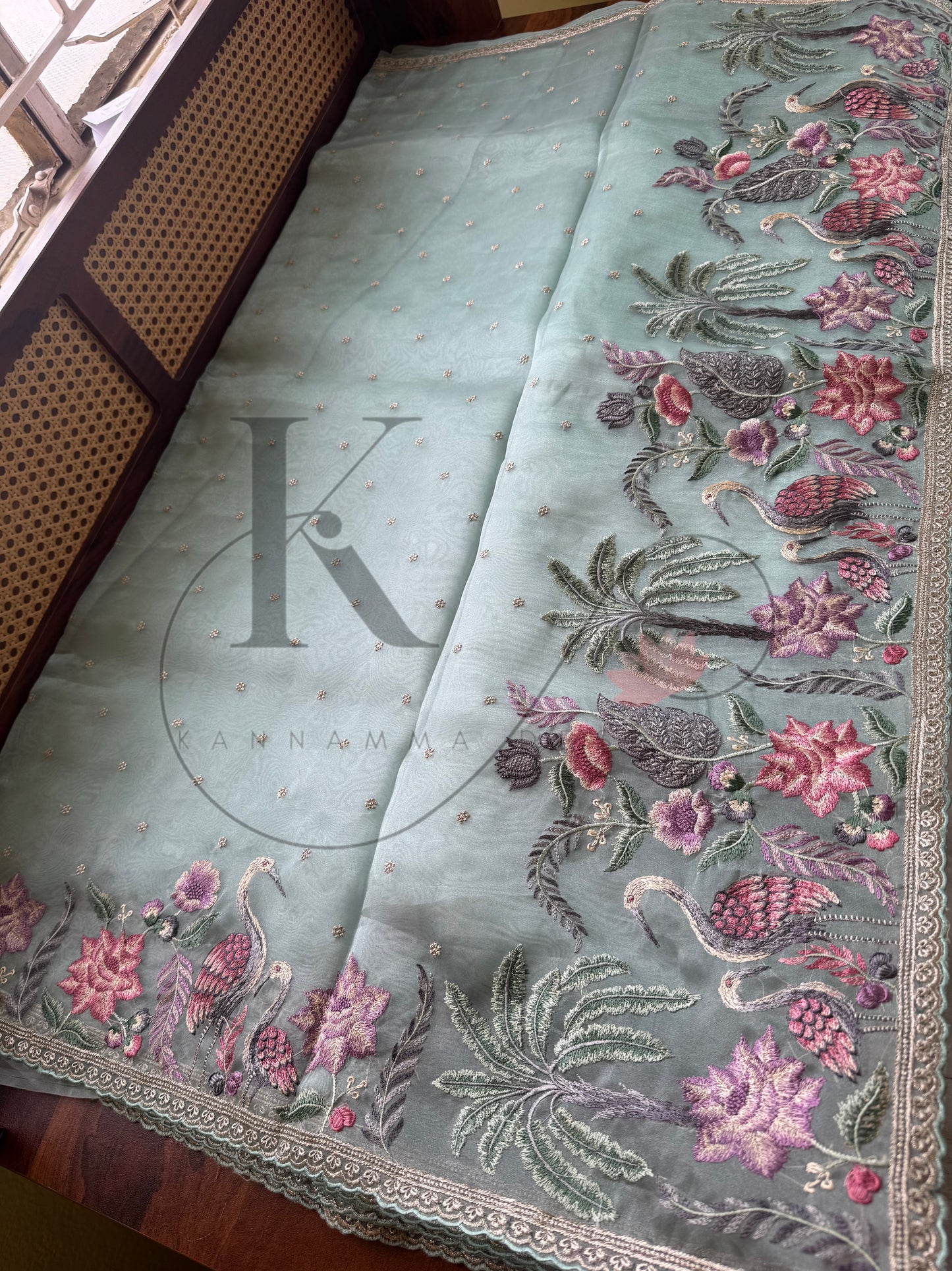 Luxe Tissue Organza Saree - Pastel Blue