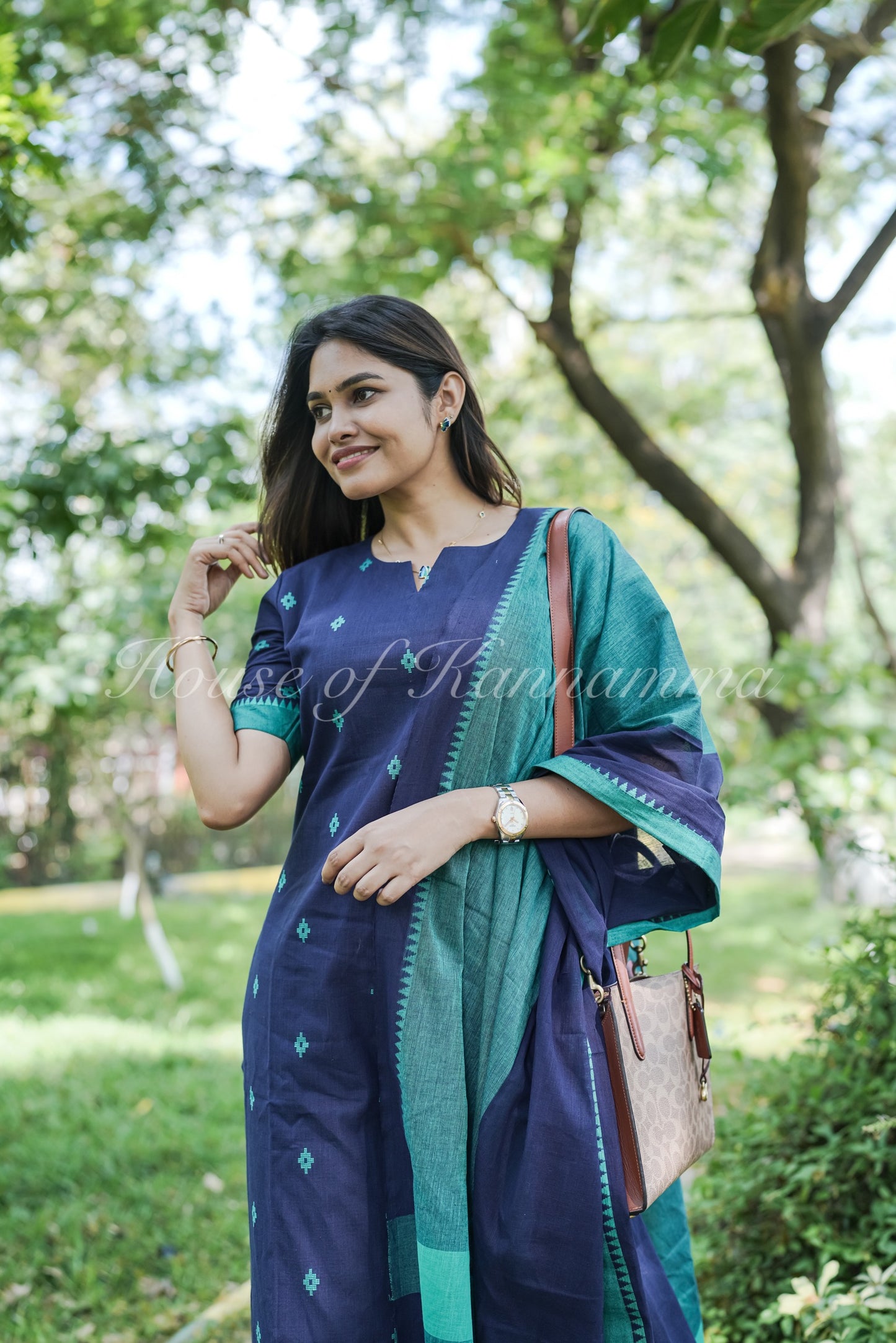 South Cotton Salwars - Navy Blue